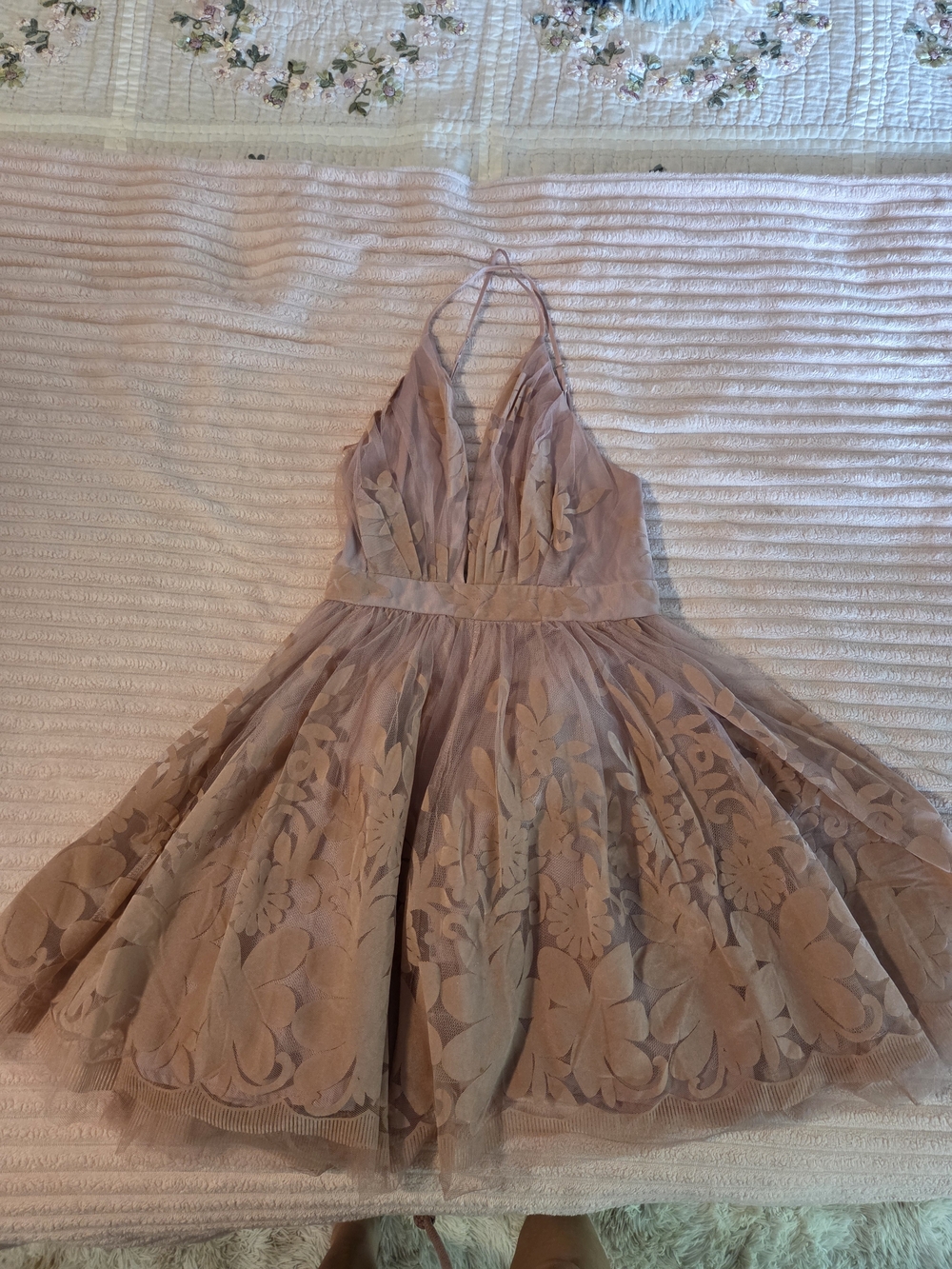 Luxxel Blush Floral A-Line Mini Dress